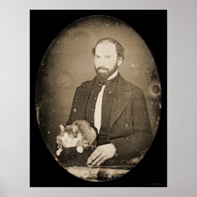 Mann mit Cat Daguerreotype 1854 Poster (Vorne)