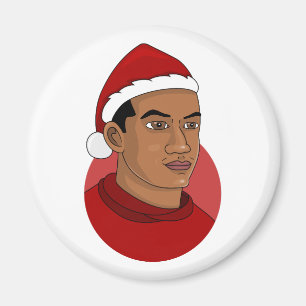 Mann mit dem Weihnachtsmann-Cartoon Magnet