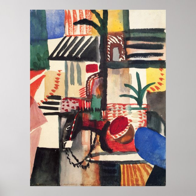 Mann mit Esel von August Macke Poster (Vorne)