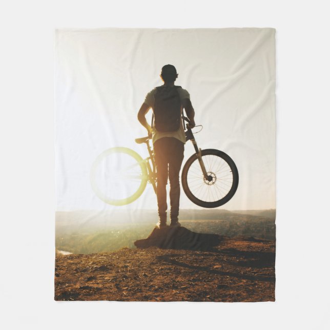 Mann mit Fahrrad Fleecedecke (Vorderseite)