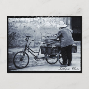 Mann mit Fahrrad, Kashgar, Uigur, China Postkarte