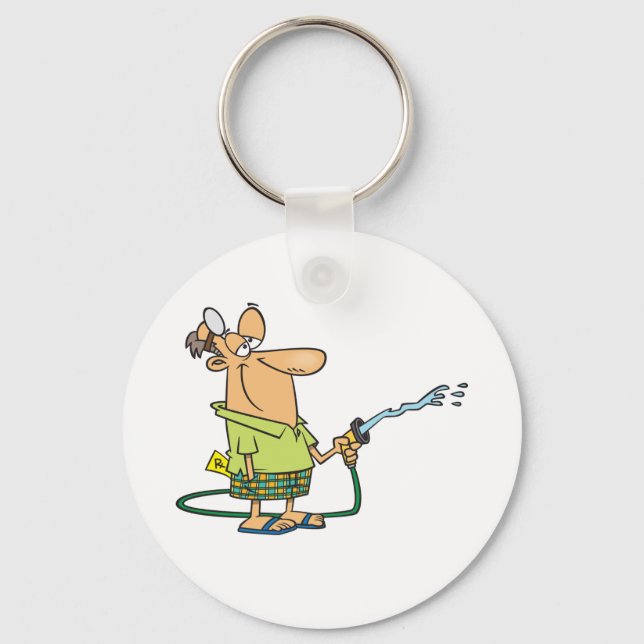 Mann mit Gartenschlauch Schlüsselanhänger (Vorderseite)