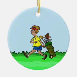 Mann mit Golfbag-Christbaumschmuck Keramik Ornament