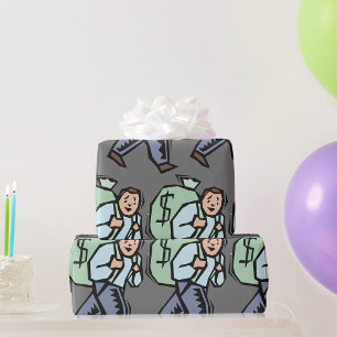 Mann mit großer Geldtasche Geschenkpapier