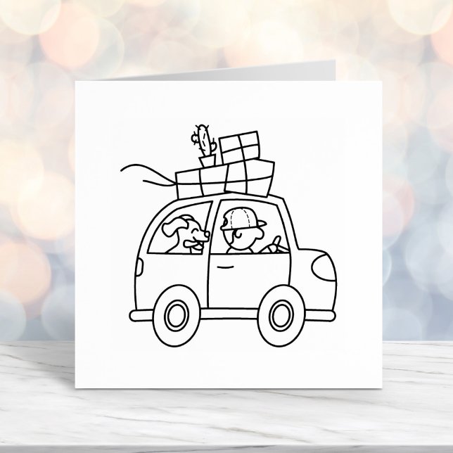 Mann mit Hundeschiffahrzeug-Cartoon Permastempel (Von Creator hochgeladen)