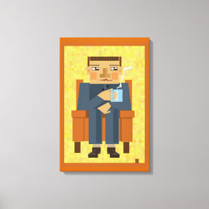 Mann mit Kaffee - moderne Poster-Kunst Leinwanddruck
