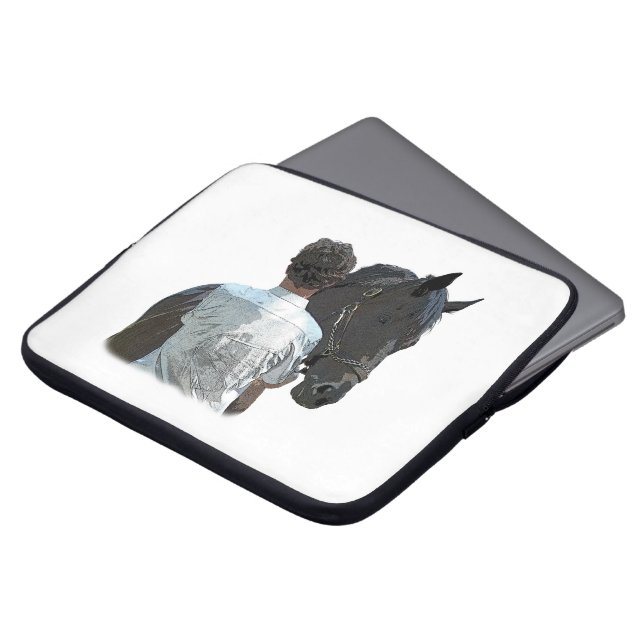 Mann mit leichtglattem Reiter Laptopschutzhülle (Vorne Oben)