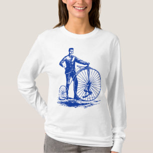 Mann mit Penny Farthing - Navy T-Shirt