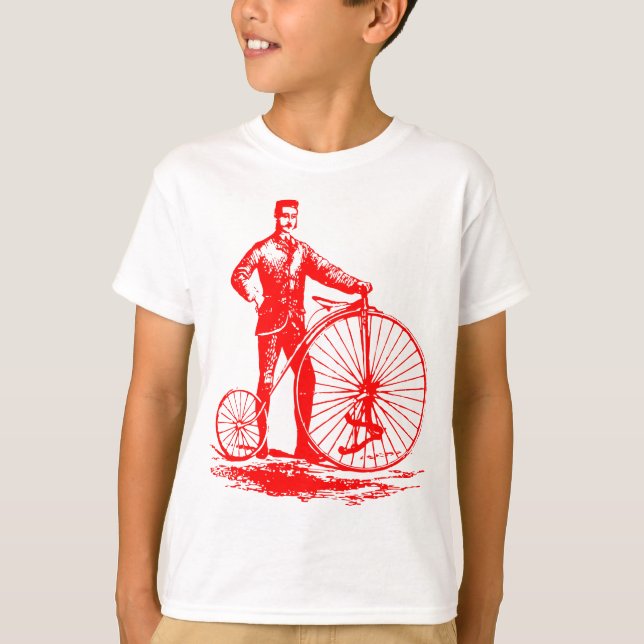 Mann mit Penny Farthing - Rot T-Shirt (Vorderseite)