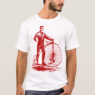 Mann mit Penny Farthing - Rubinrot T-Shirt