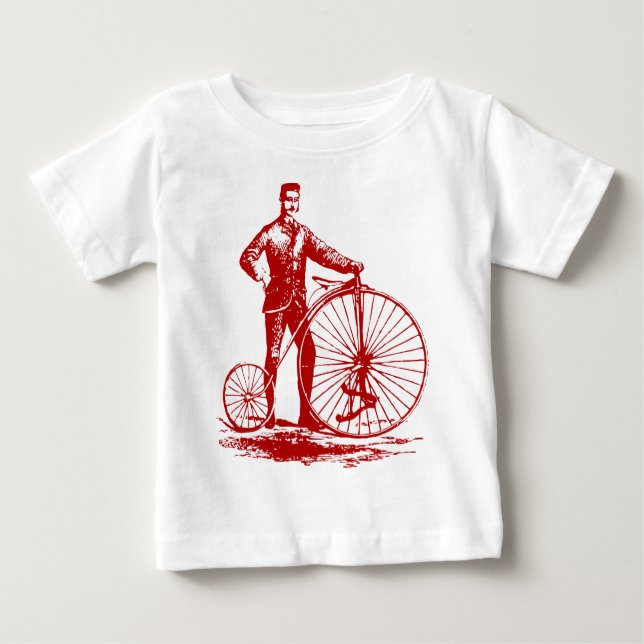 Mann mit Penny Farthing - Ruby Red Baby T-shirt (Vorderseite)