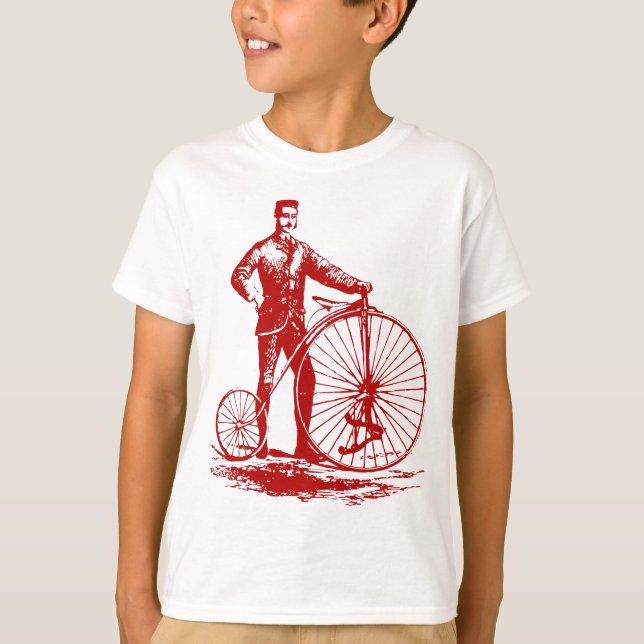 Mann mit Penny Farthing - Ruby Red T-Shirt (Vorderseite)