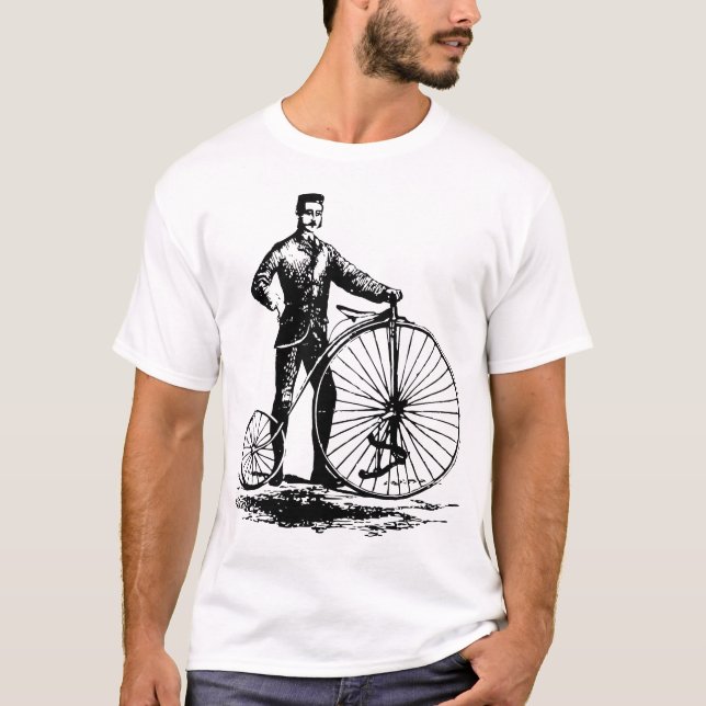Mann mit Penny Farthing - Schwarz T-Shirt (Vorderseite)