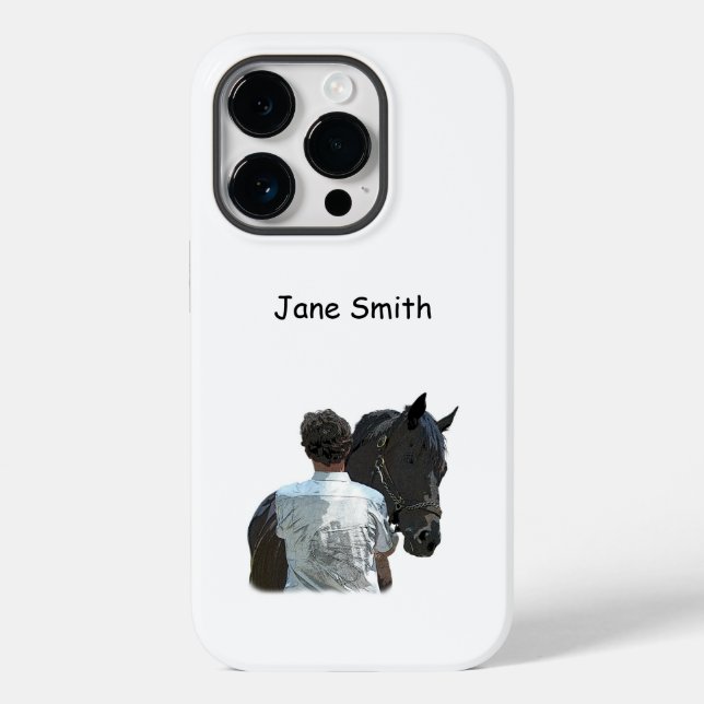 Mann mit Pferdehelltelefon Case-Mate iPhone 14 Pro Hülle (Rückseite)