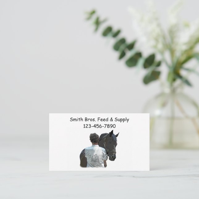 Mann mit PferdehellVisitenkarte Visitenkarte (Stehend Vorderseite)