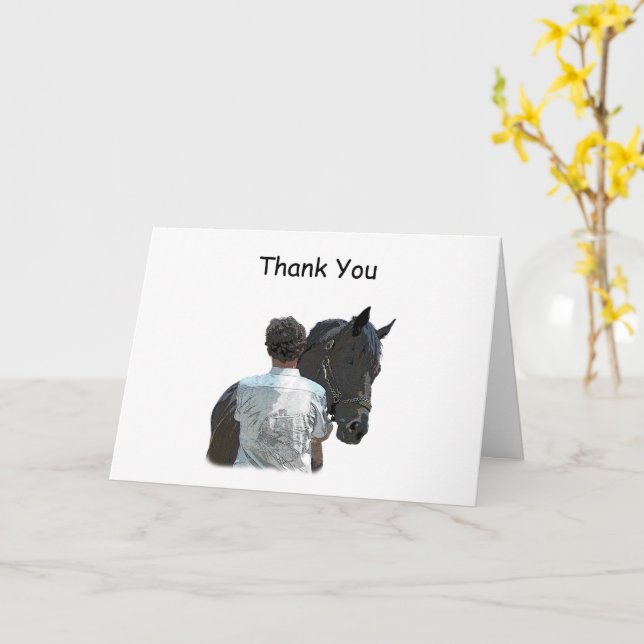 Mann mit Pferdelicht Danke Grußkarte Karte (Gelbe Blume)