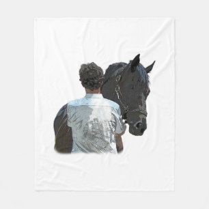 Mann mit Pferdeschlitten Fleece Blanket