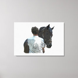 Mann mit Pferdeschlitten Leinwand Print