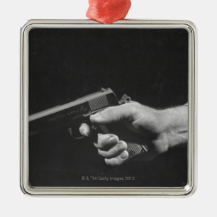 Mann mit Pistole Silbernes Ornament