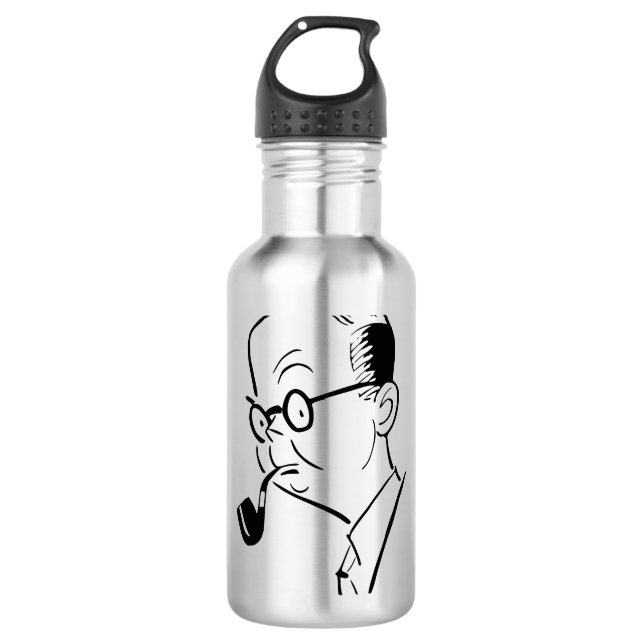 Mann mit Rohr Edelstahlflasche (Vorderseite)