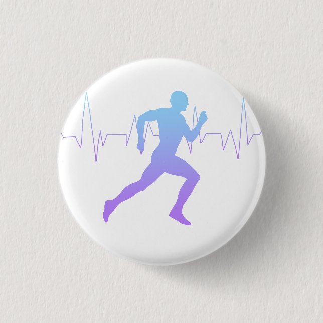 Mann mit Silhouette Gradient & Heartbeat Line Button (Vorderseite)