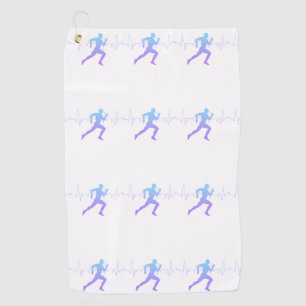 Mann mit Silhouette Gradient & Heartbeat Line Golfhandtuch