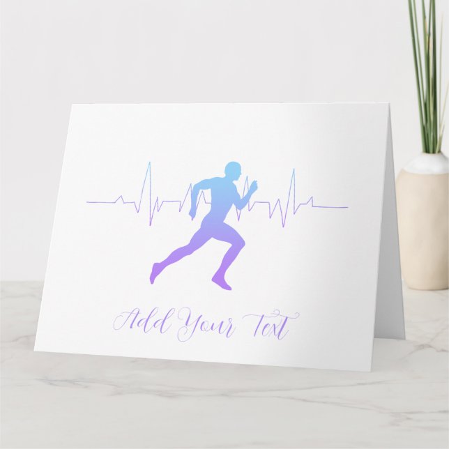 Mann mit Silhouette Gradient & Heartbeat Line Karte (Vorderseite)
