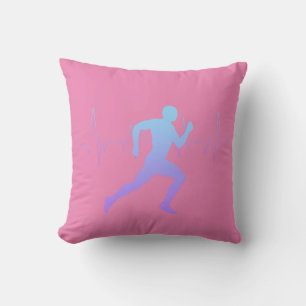 Mann mit Silhouette Gradient & Heartbeat Line Kissen