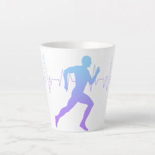 Mann mit Silhouette Gradient & Heartbeat Line Milchtasse