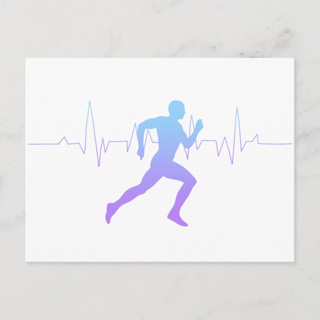 Mann mit Silhouette Gradient & Heartbeat Line Postkarte (Vorderseite)