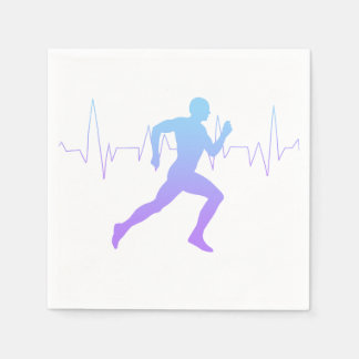 Mann mit Silhouette Gradient & Heartbeat Line Serviette