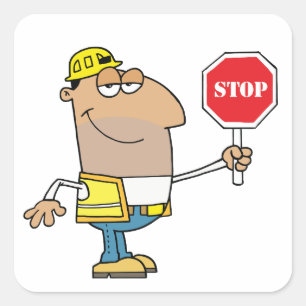 Mann mit Stoppschild Quadratischer Aufkleber