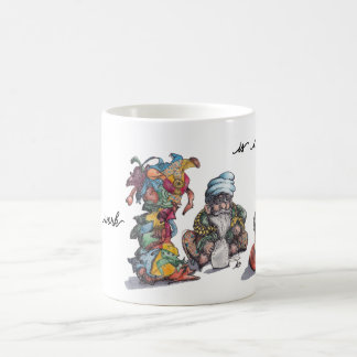 Mann mit Wäscherei hoch mit Eisen und Kerze gepols Kaffeetasse