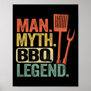 Mann Mythos BBQ-Legende Barbecue Grillen Papa Gril Poster