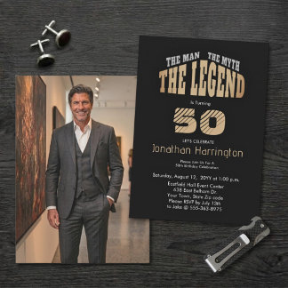 Mann Mythos Legende Fett Geätzt Schwarz Gold 50. F Einladung