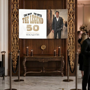 Mann Mythos Legende Luxus Schwarz Gold 50. Willkom Banner