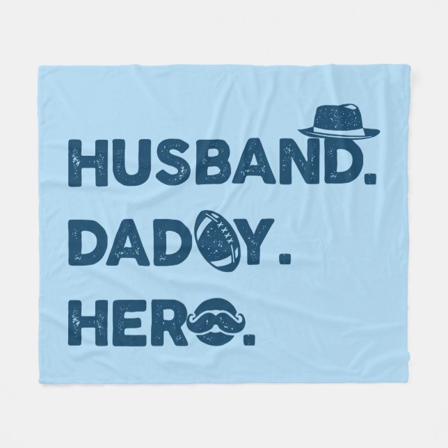  Mann.Papa. Held. Retro-Grafik Fleecedecke (Vorderseite (Horizontal))