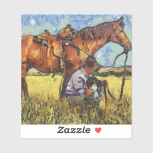 Mann, Pferd und Hund Aufkleber