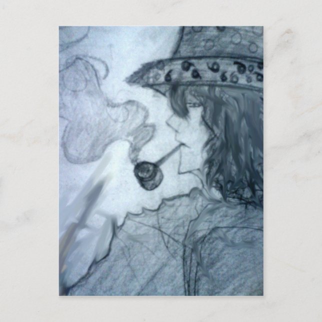 Mann rauchende Pfeife Manga Anime Postkarte (Vorderseite)