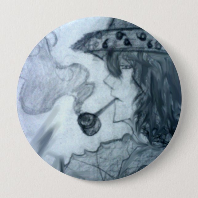 Mann Rauchrohr Manga Anime Cartoon Button (Vorderseite)