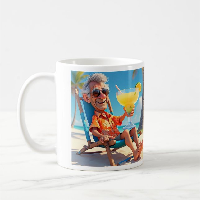 " MANN RETIRED AM STRAND " KAFFEETASSE (Links)