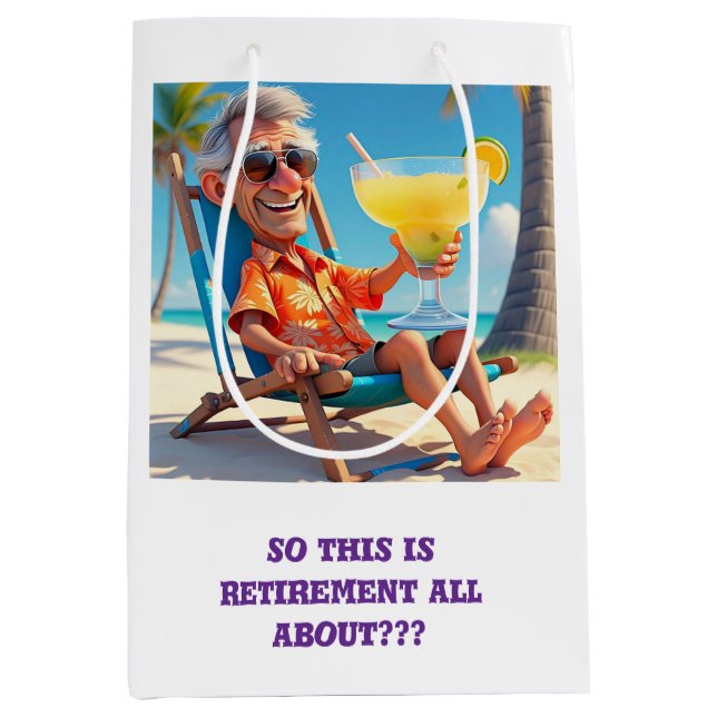 " MANN RETIRED AM STRAND " MITTLERE GESCHENKTÜTE (Vorderseite)