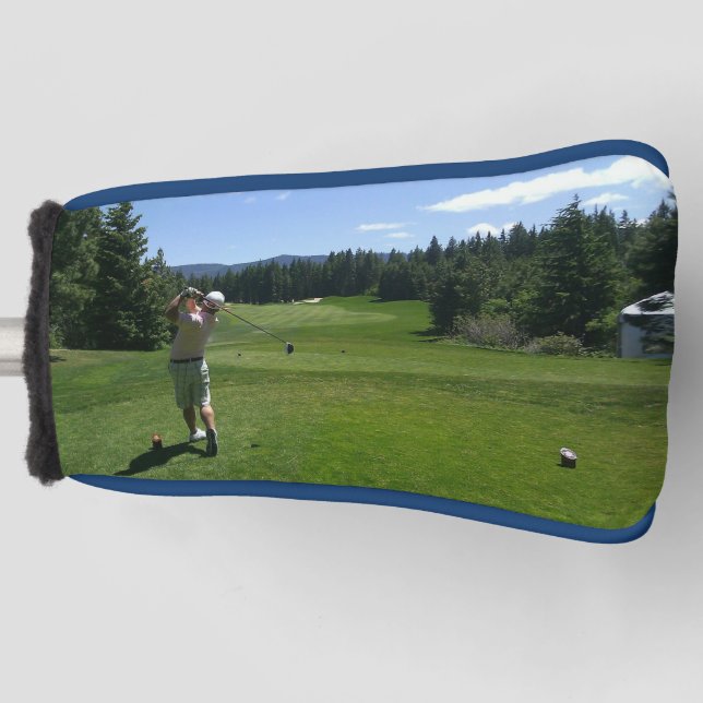 Mann schwingt einen Golfplatz Putter Golf Head Cov Headcover (Vorderseite)