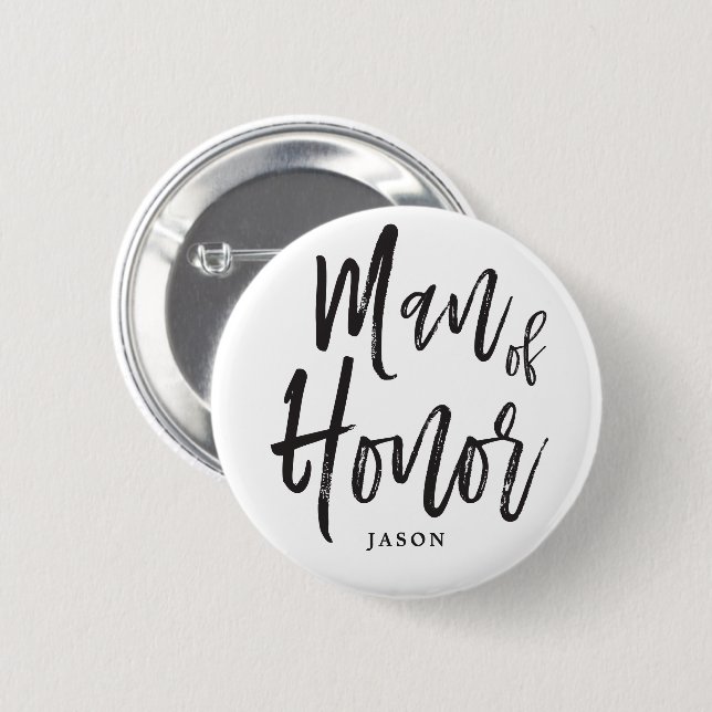 Mann Skript-Art-kundenspezifischen Hochzeit der Button (Vorne & Hinten)