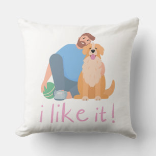 Mann umarmt Golden Retriever Hund Ich mag es süß Kissen
