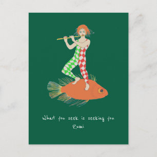 Mann und Fisch Postkarte