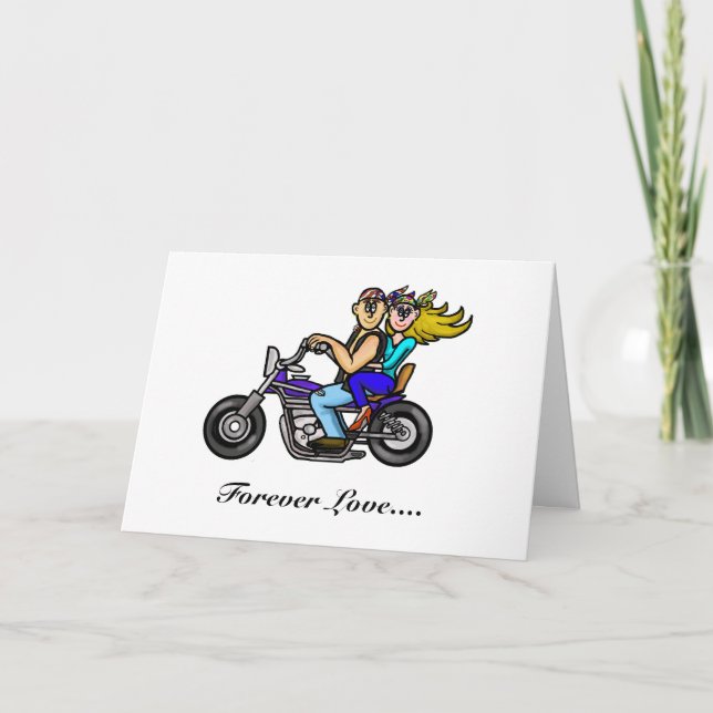 Mann und Frau auf Motorrad-Grußkarte Karte (Vorderseite)
