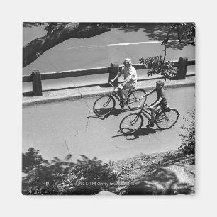 Mann-und Jungen-Radfahren Magnet