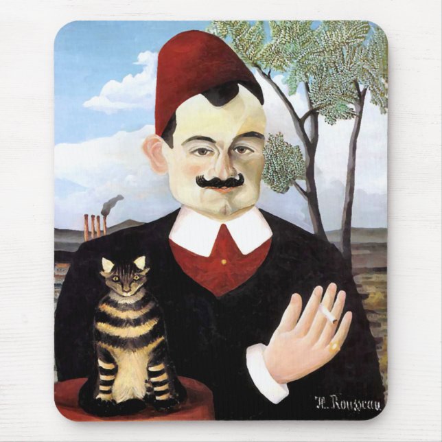 Mann und Katze von Henri Rousseau Mousepad (Vorne)
