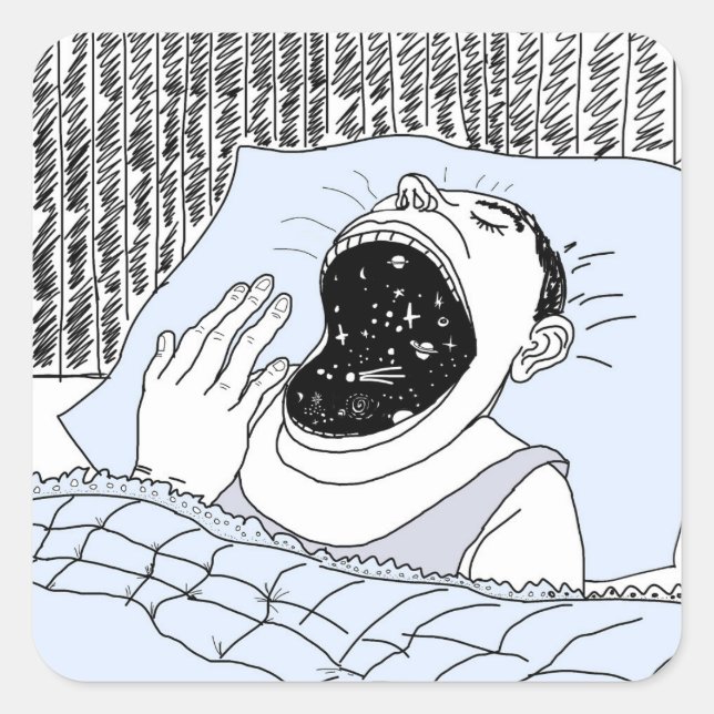 MANN UND KOSMOS QUADRATISCHER AUFKLEBER (Vorderseite)